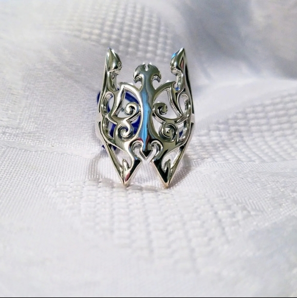 Sterling Silver Gothic Butterfly Ring Size 9 - Picture 1 of 6